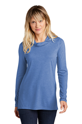Sport-Tek Women's PosiCharge Tri-Blend Wicking Long Sleeve with Hoodie